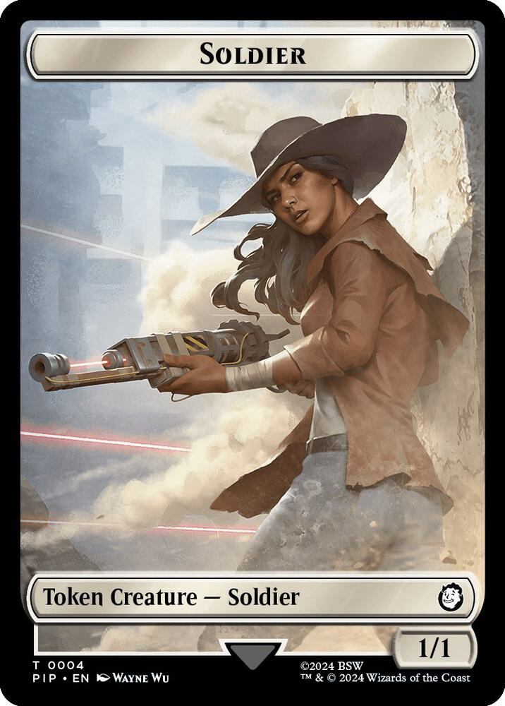 Soldier (0004) // Human Soldier Double-Sided Token 4 // 3 card from Universes Beyond: Fallout
