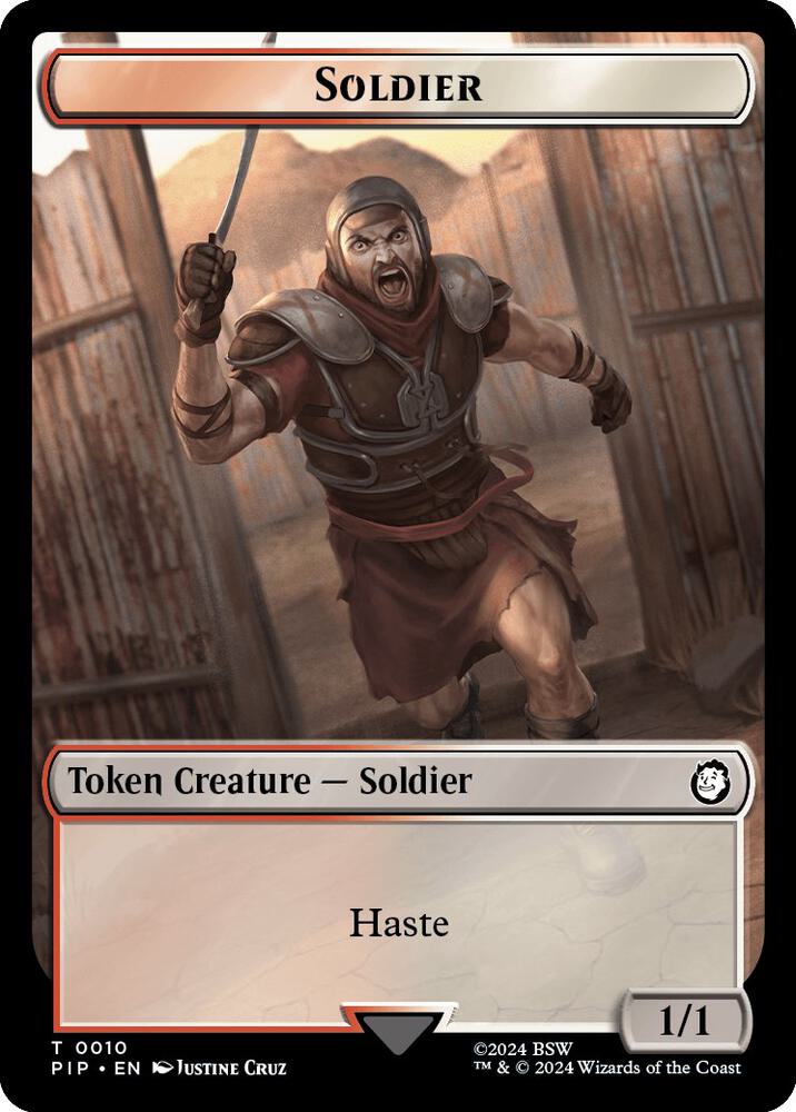 Soldier (0010) // Food Double-Sided Token 10 // 12 card from Universes Beyond: Fallout