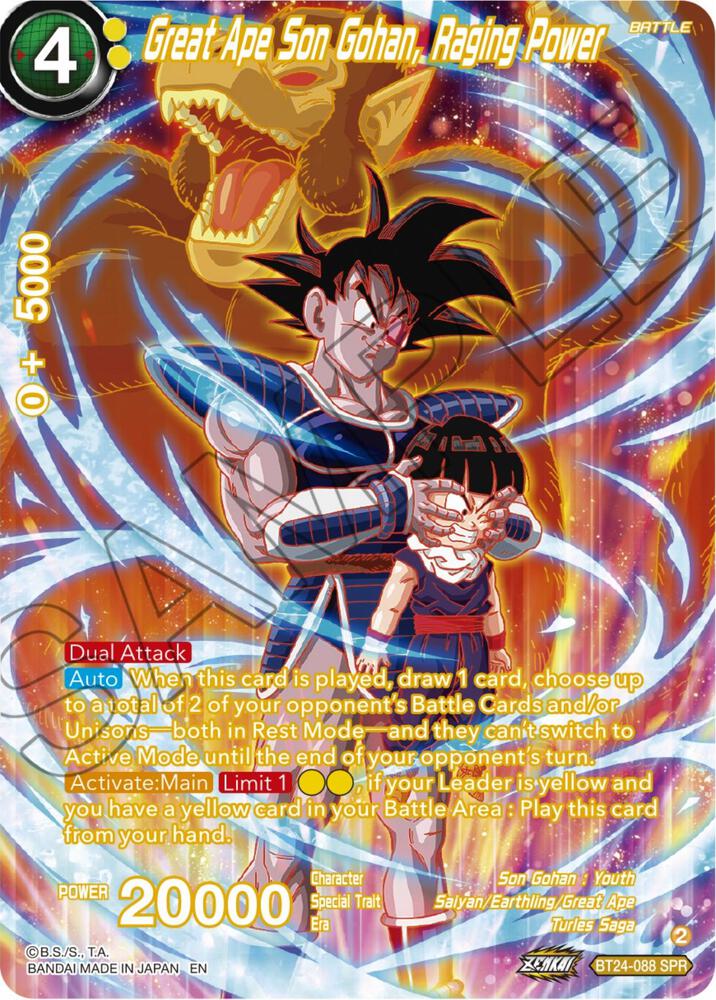 Great Ape Son Gohan, Raging Power (SPR) BT24-088 card from Beyond Generations