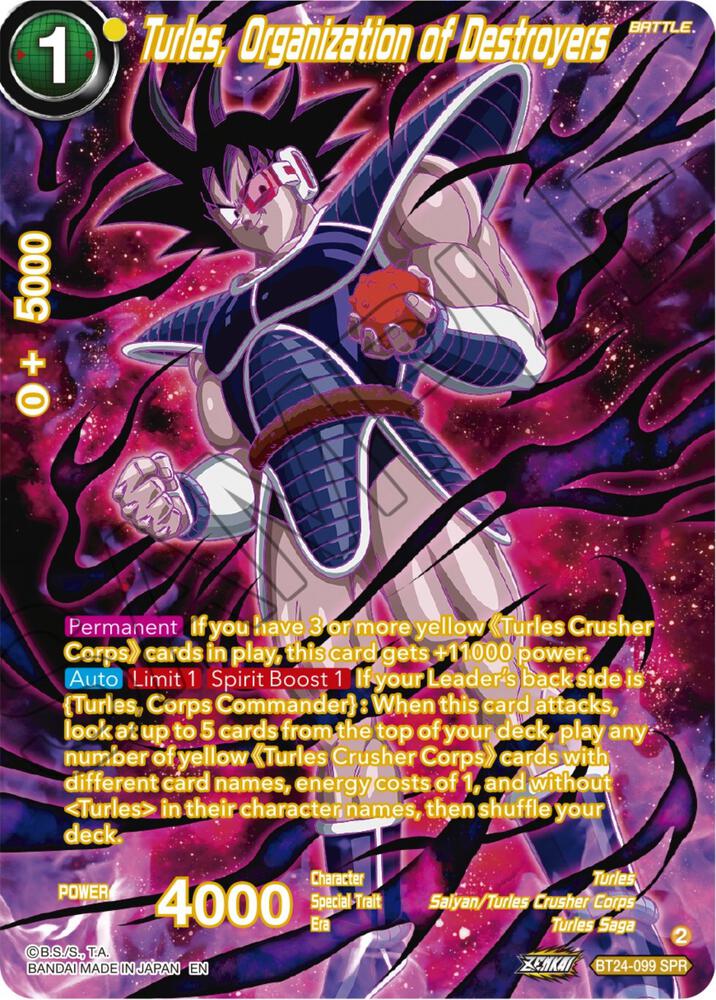 Turles, Organization of Destroyers (SPR) BT24-099 card from Beyond Generations