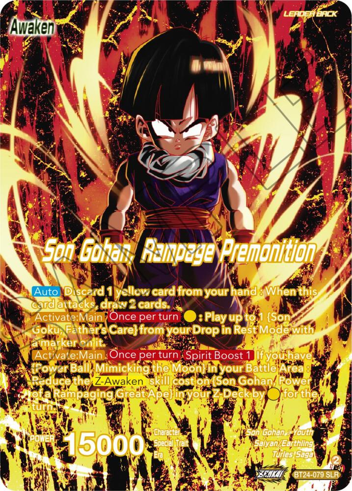Son Gohan // Son Gohan, Rampage Premonition (SLR) BT24-079 card from Beyond Generations