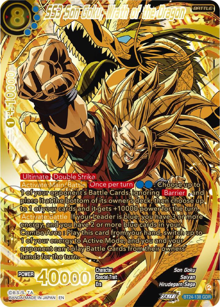 SS3 Son Goku, Wrath of the Dragon (GDR) BT24-138 card from Beyond Generations