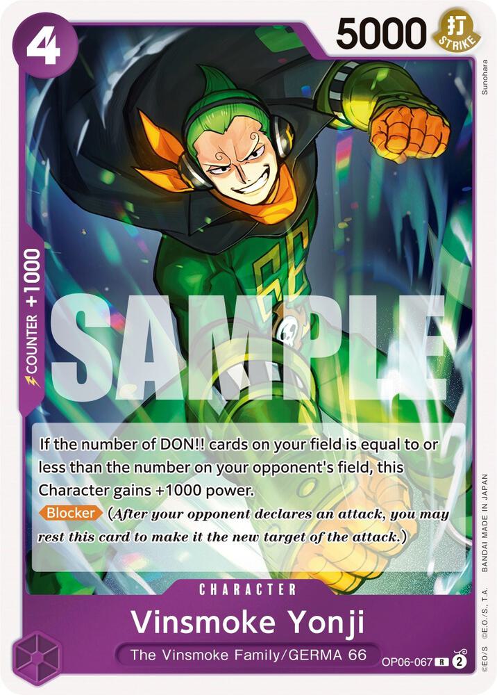 Vinsmoke Yonji OP06-067 card from Wings of the Captain