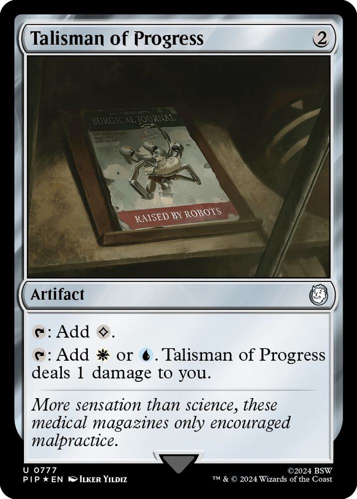 Talisman of Progress (Surge Foil) 777 card from Universes Beyond: Fallout