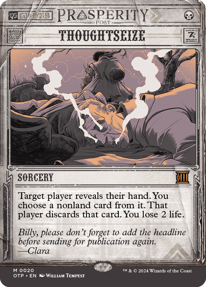 Thoughtseize 20 card from Outlaws of Thunder Junction: Breaking News