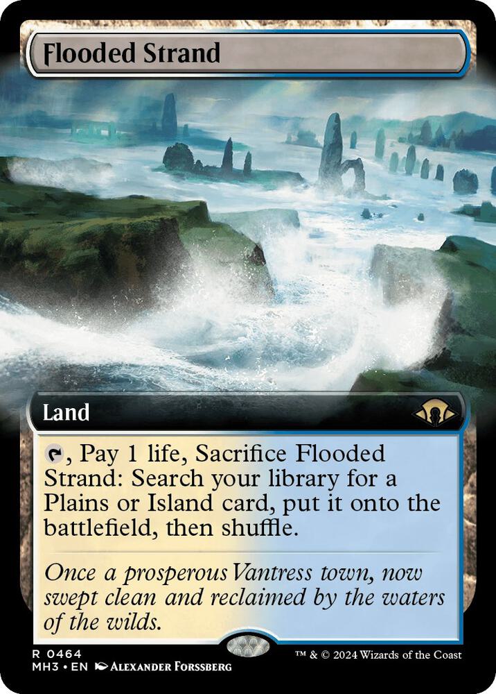 Flooded Strand (Extended Art) 464 card from Modern Horizons 3