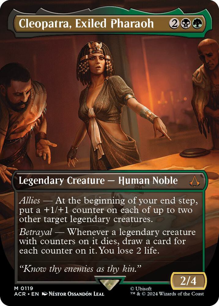 Cleopatra, Exiled Pharaoh (Borderless) 119 card from Universes Beyond: Assassin's Creed
