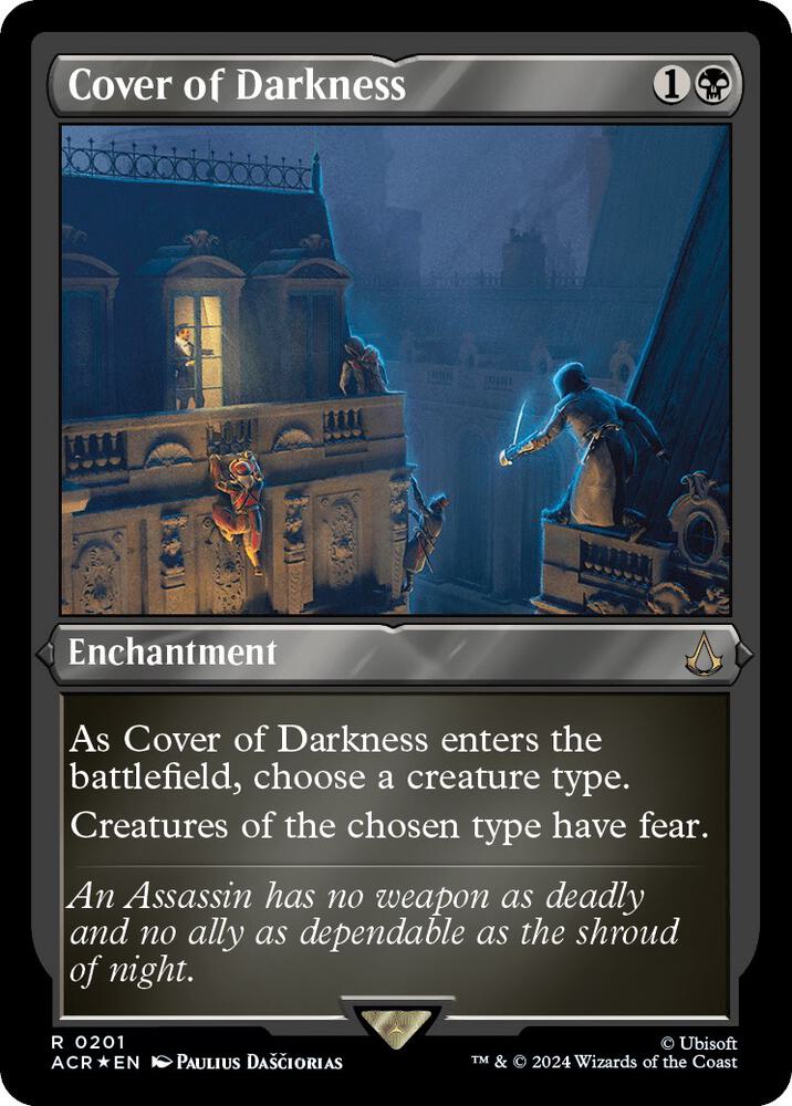 Cover of Darkness (Foil Etched) 201 card from Universes Beyond: Assassin's Creed