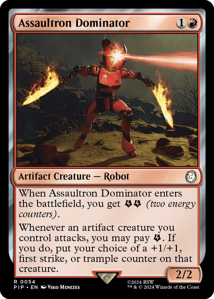 Assaultron Dominator 54 card from Universes Beyond: Fallout