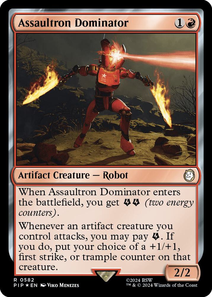 Assaultron Dominator (Surge Foil) 582 card from Universes Beyond: Fallout
