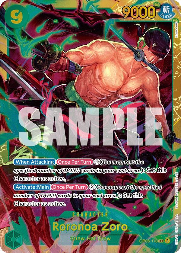 Roronoa Zoro OP06-118 card from Wings of the Captain