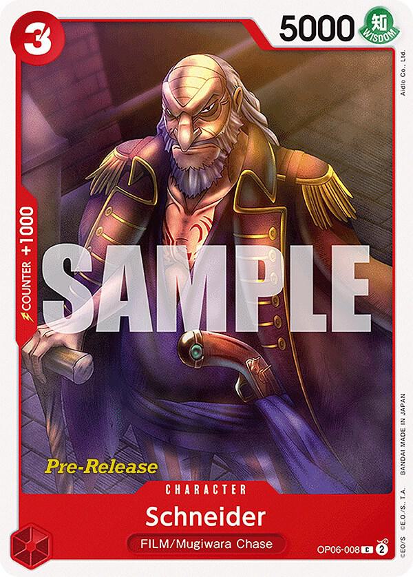 Schneider OP06-008 card from Wings of the Captain Pre-Release Cards