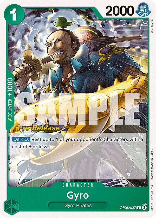 Gyro OP06-027 card from Wings of the Captain Pre-Release Cards
