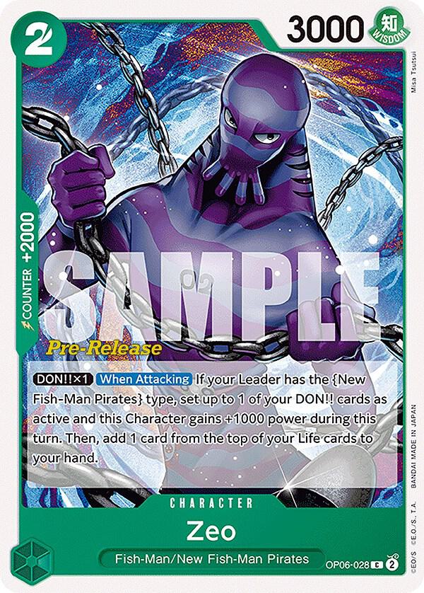 Zeo OP06-028 card from Wings of the Captain Pre-Release Cards