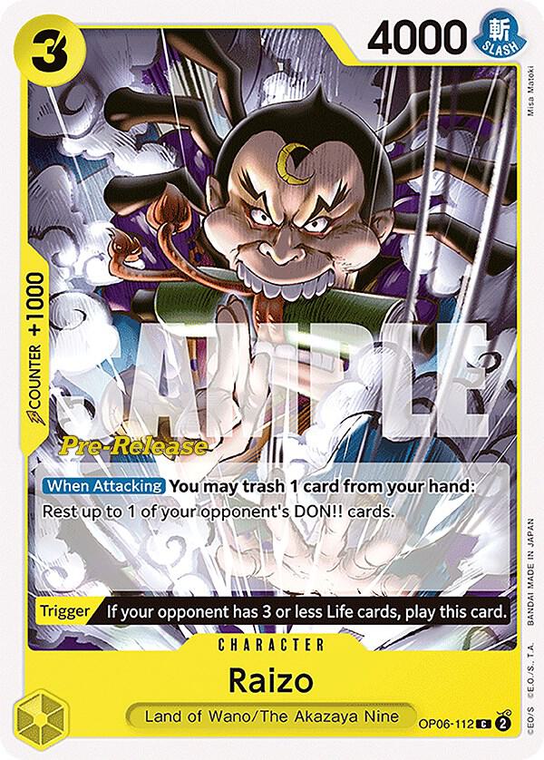 Raizo OP06-112 card from Wings of the Captain Pre-Release Cards