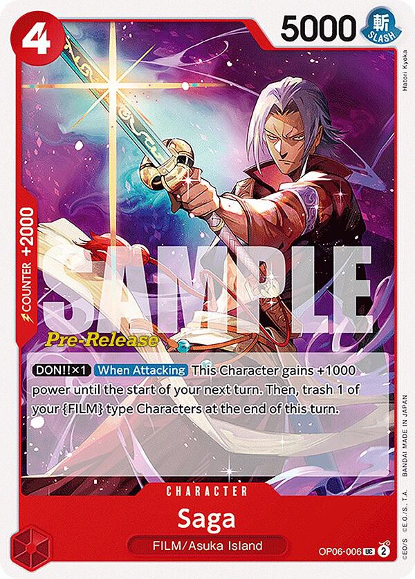 Saga OP06-006 card from Wings of the Captain Pre-Release Cards