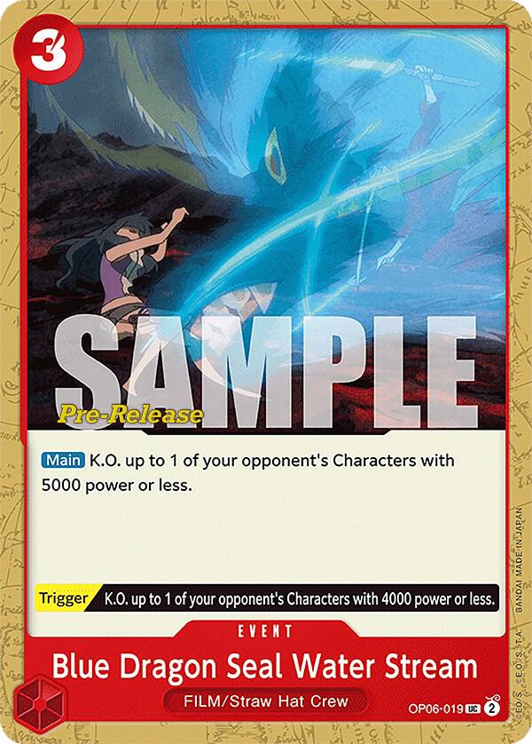 Blue Dragon Seal Water Stream OP06-019 card from Wings of the Captain Pre-Release Cards