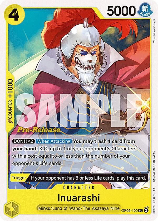 Inuarashi OP06-100 card from Wings of the Captain Pre-Release Cards