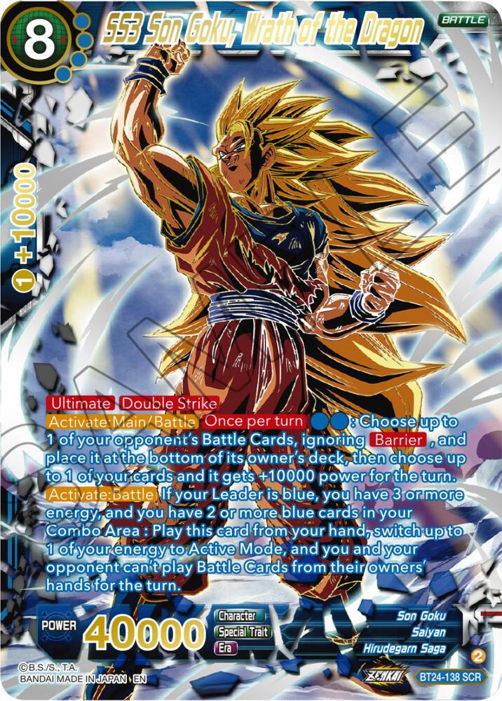 SS3 Son Goku, Wrath of the Dragon (Collector Booster Gold) BT24-138 card from Beyond Generations