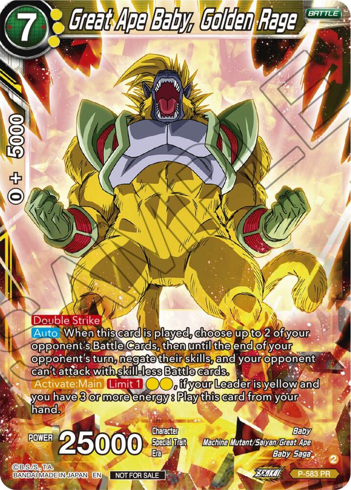 Great Ape Baby, Golden Rage (Zenkai Series Tournament Pack Vol.7) P-583 card from Tournament Promotion Cards