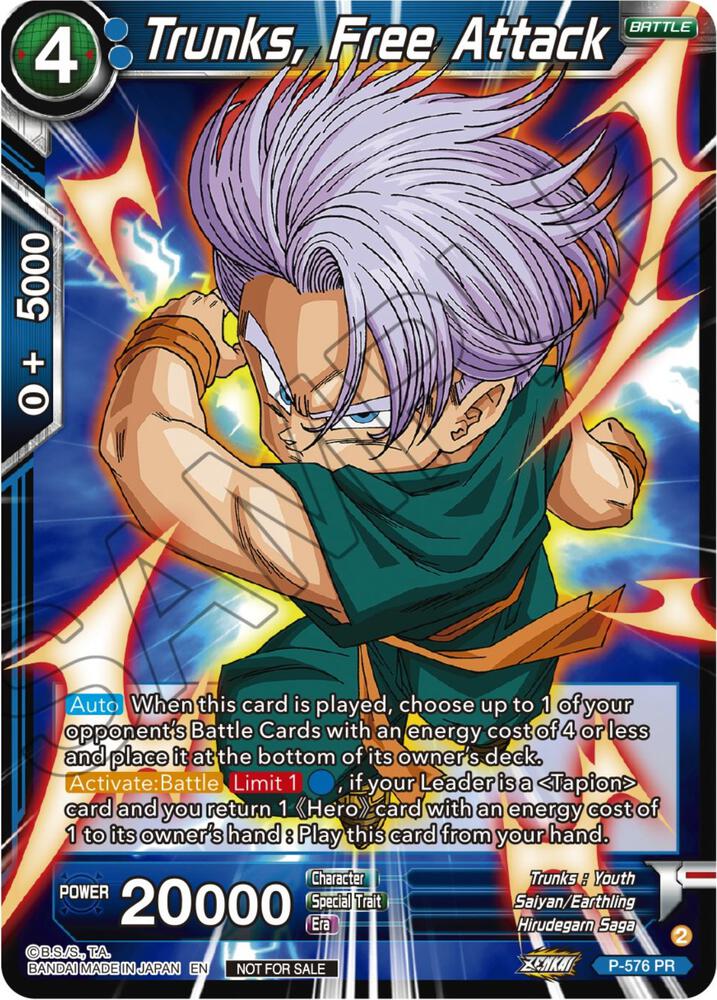 Trunks, Free Attack (Zenkai Series Tournament Pack Vol.7) P-576 card from Tournament Promotion Cards