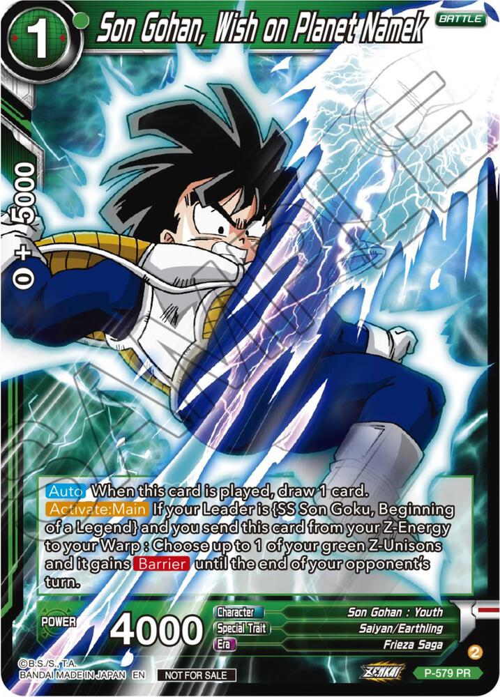 Son Gohan, Wish on Planet Namek (Zenkai Series Tournament Pack Vol.7) P-579 card from Tournament Promotion Cards