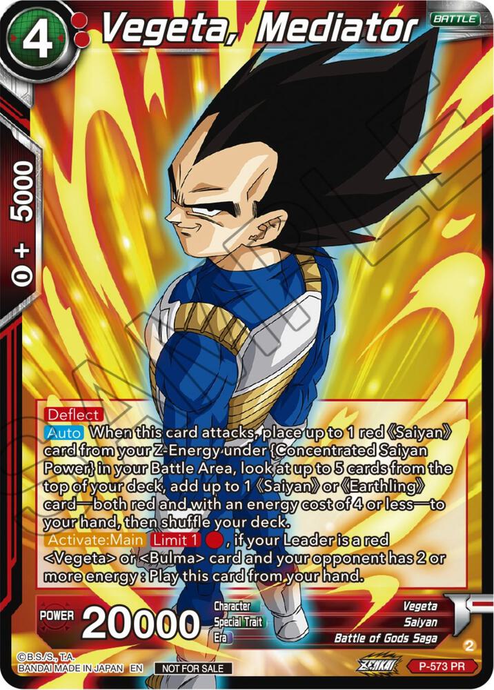 Vegeta, Mediator (Zenkai Series Tournament Pack Vol.7) P-573 card from Tournament Promotion Cards