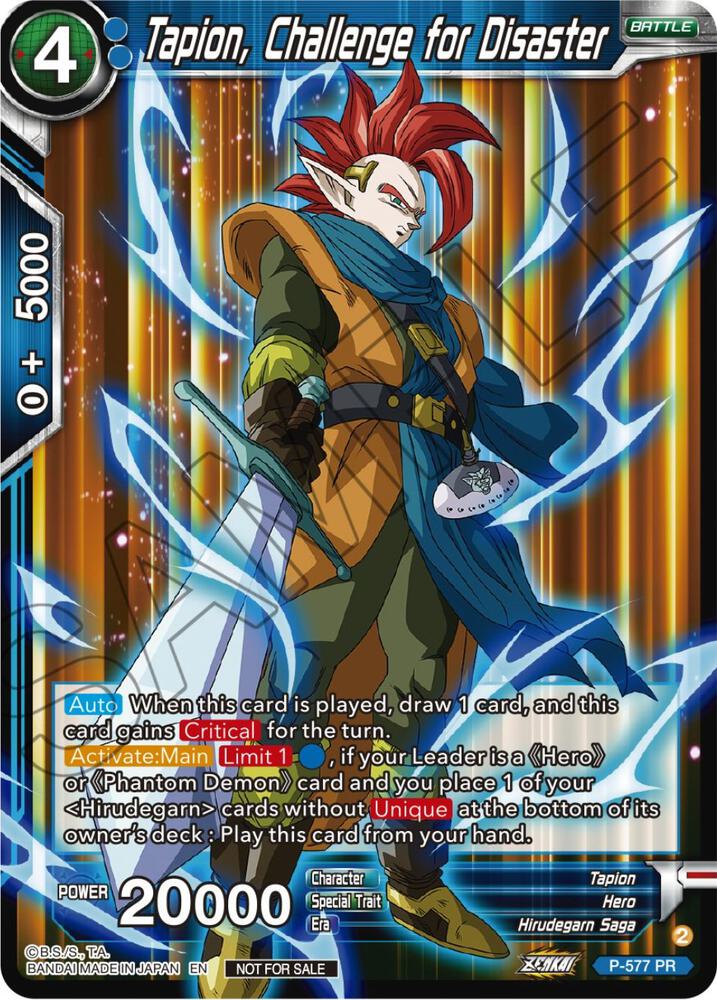 Tapion, Challenge for Disaster (Zenkai Series Tournament Pack Vol.7) P-577 card from Tournament Promotion Cards