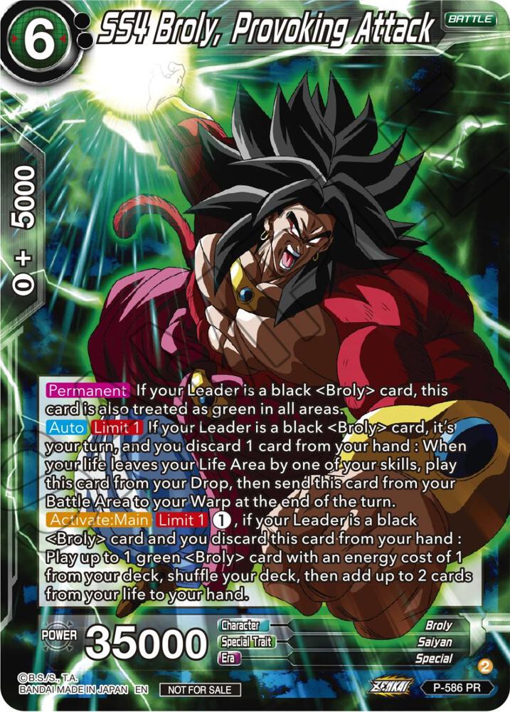 SS4 Broly, Provoking Attack (Zenkai Series Tournament Pack Vol.7) P-586 card from Tournament Promotion Cards