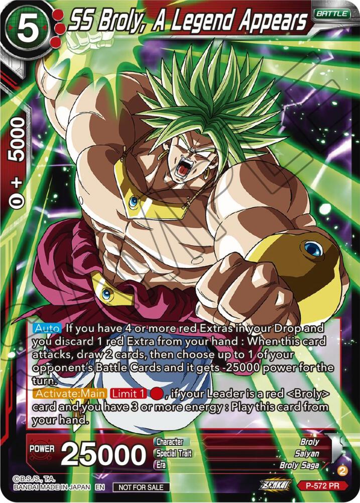 SS Broly, A Legend Appears (Zenkai Series Tournament Pack Vol.7) P-572 card from Tournament Promotion Cards