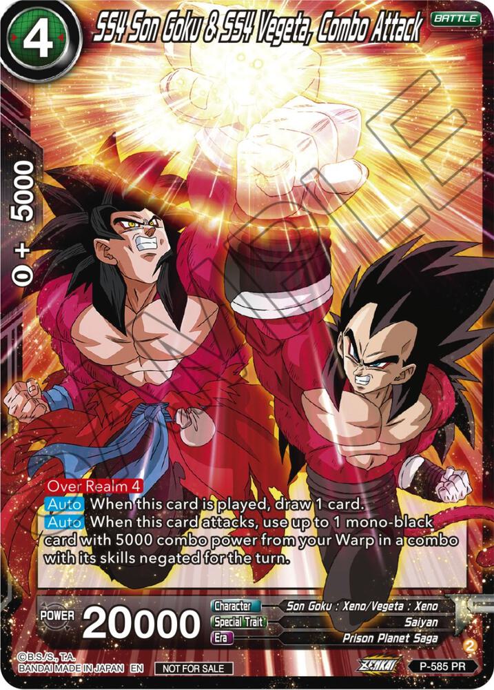 SS4 Son Goku & SS4 Vegeta, Combo Attack (Zenkai Series Tournament Pack Vol.7) P-585 card from Tournament Promotion Cards