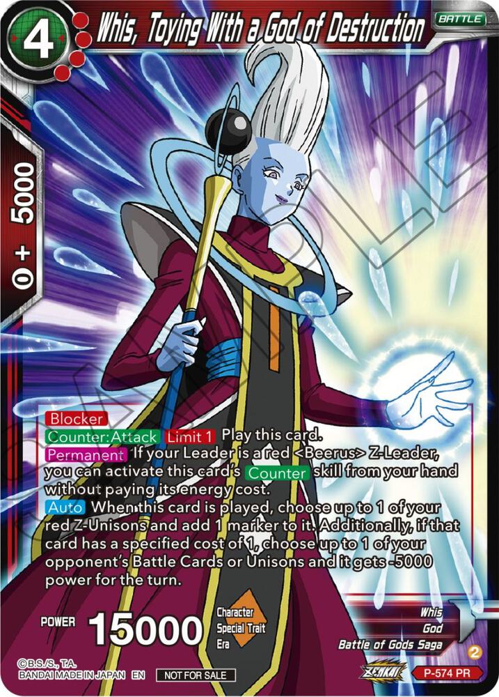 Whis, Toying With a God of Destruction (Zenkai Series Tournament Pack Vol.7) P-574 card from Tournament Promotion Cards
