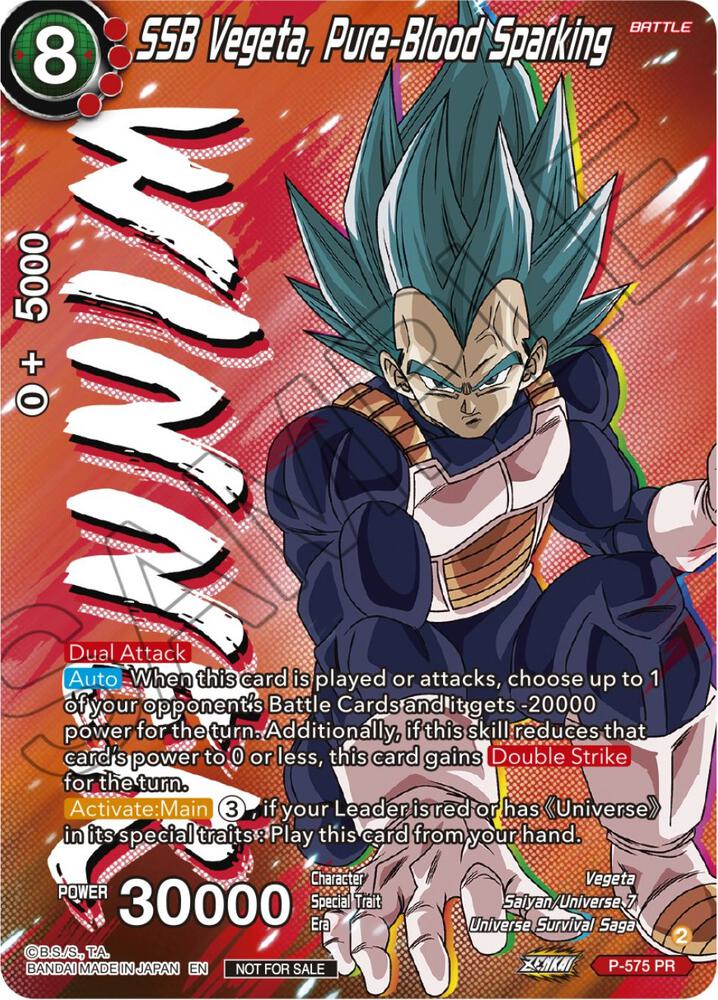SSB Vegeta, Pure-Blood Sparking (Zenkai Series Tournament Pack Vol.7) (Winner) P-575 card from Tournament Promotion Cards