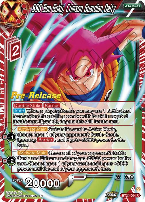 SSG Son Goku, Crimson Guardian Deity BT24-004 card from Beyond Generations Pre-Release Cards