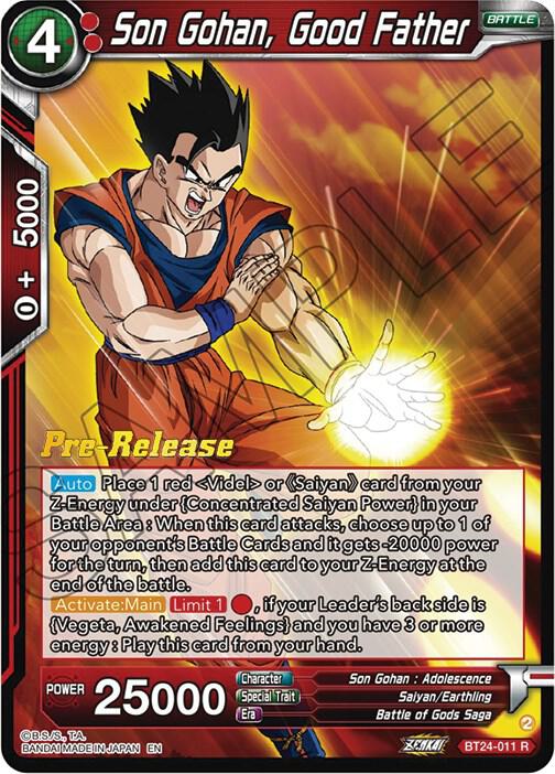 Son Gohan, Good Father BT24-011 card from Beyond Generations Pre-Release Cards