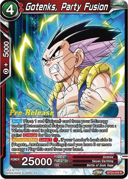 Gotenks, Party Fusion BT24-016 card from Beyond Generations Pre-Release Cards
