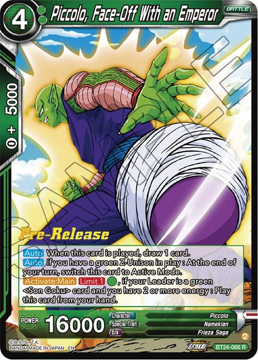 Piccolo, Face-Off With an Emperor BT24-066 card from Beyond Generations Pre-Release Cards