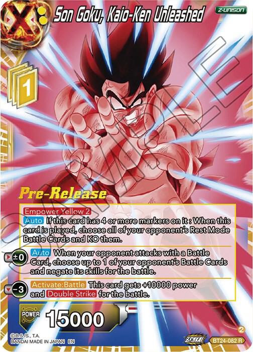 Son Goku, Kaio-Ken Unleashed BT24-082 card from Beyond Generations Pre-Release Cards