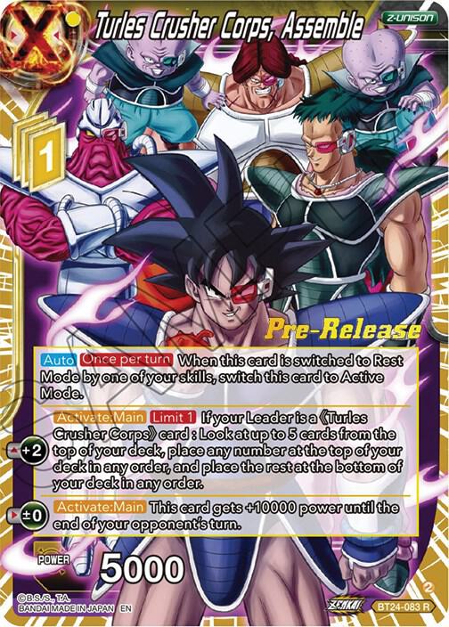 Turles Crusher Corps, Assemble BT24-083 card from Beyond Generations Pre-Release Cards