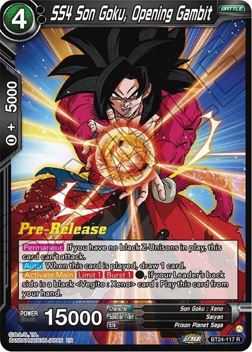 SS4 Son Goku, Opening Gambit BT24-117 card from Beyond Generations Pre-Release Cards