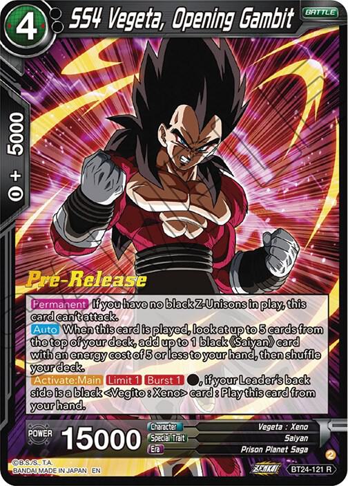 SS4 Vegeta, Opening Gambit BT24-121 card from Beyond Generations Pre-Release Cards