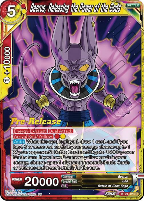 Beerus, Releasing the Power of the Gods BT24-129 card from Beyond Generations Pre-Release Cards