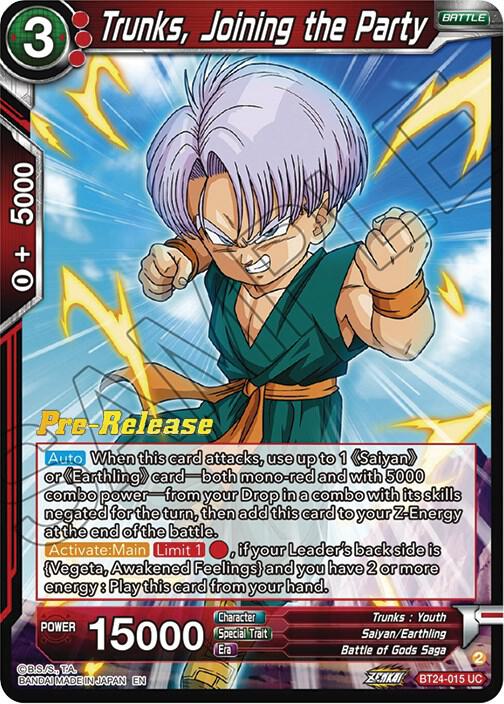 Trunks, Joining the Party BT24-015 card from Beyond Generations Pre-Release Cards