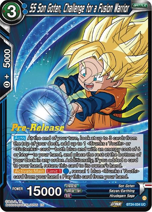 SS Son Goten, Challenge for a Fusion Warrior BT24-034 card from Beyond Generations Pre-Release Cards