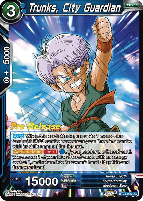 Trunks, City Guardian BT24-036 card from Beyond Generations Pre-Release Cards