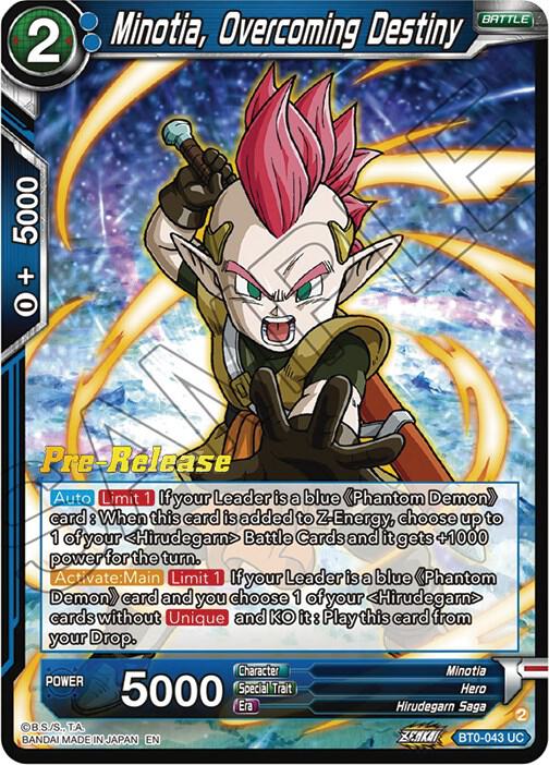 Minotia, Overcoming Destiny BT0-043 card from Beyond Generations Pre-Release Cards