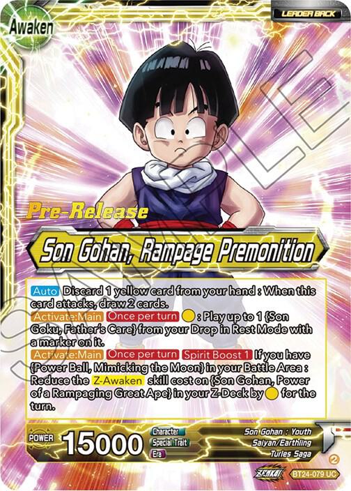 Son Gohan // Son Gohan, Rampage Premonition BT24-079 card from Beyond Generations Pre-Release Cards