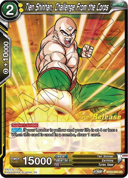 Tien Shinhan, Challenge From the Corps BT24-094 card from Beyond Generations Pre-Release Cards