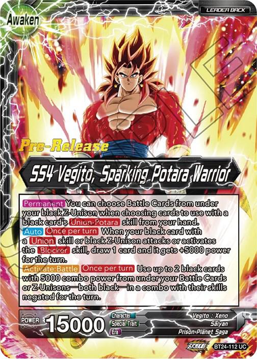 SS4 Son Goku & SS4 Vegeta // SS4 Vegito, Sparking Potara Warrior BT24-112 card from Beyond Generations Pre-Release Cards