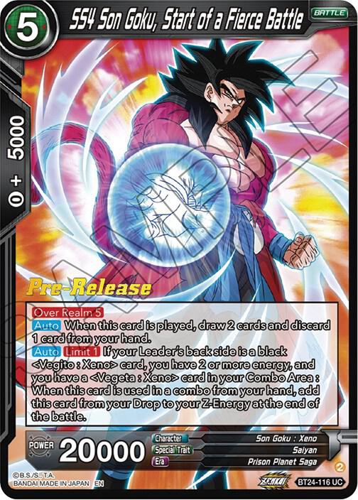 SS4 Son Goku, Start of a Fierce Battle BT24-116 card from Beyond Generations Pre-Release Cards